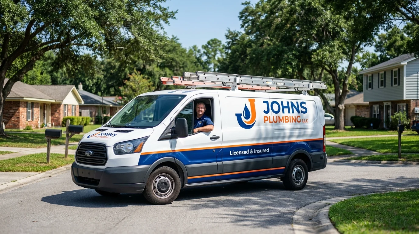 Johns Plumbing LLC service van in Charlestown, MD