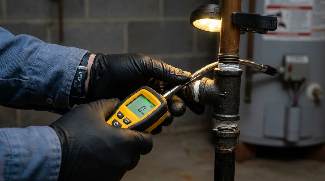 Gas leak detection with electronic sniffer by Johns Plumbing LLC in Charlestown